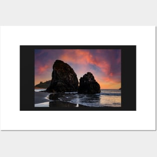 Sunset over coastal rocks Posters and Art